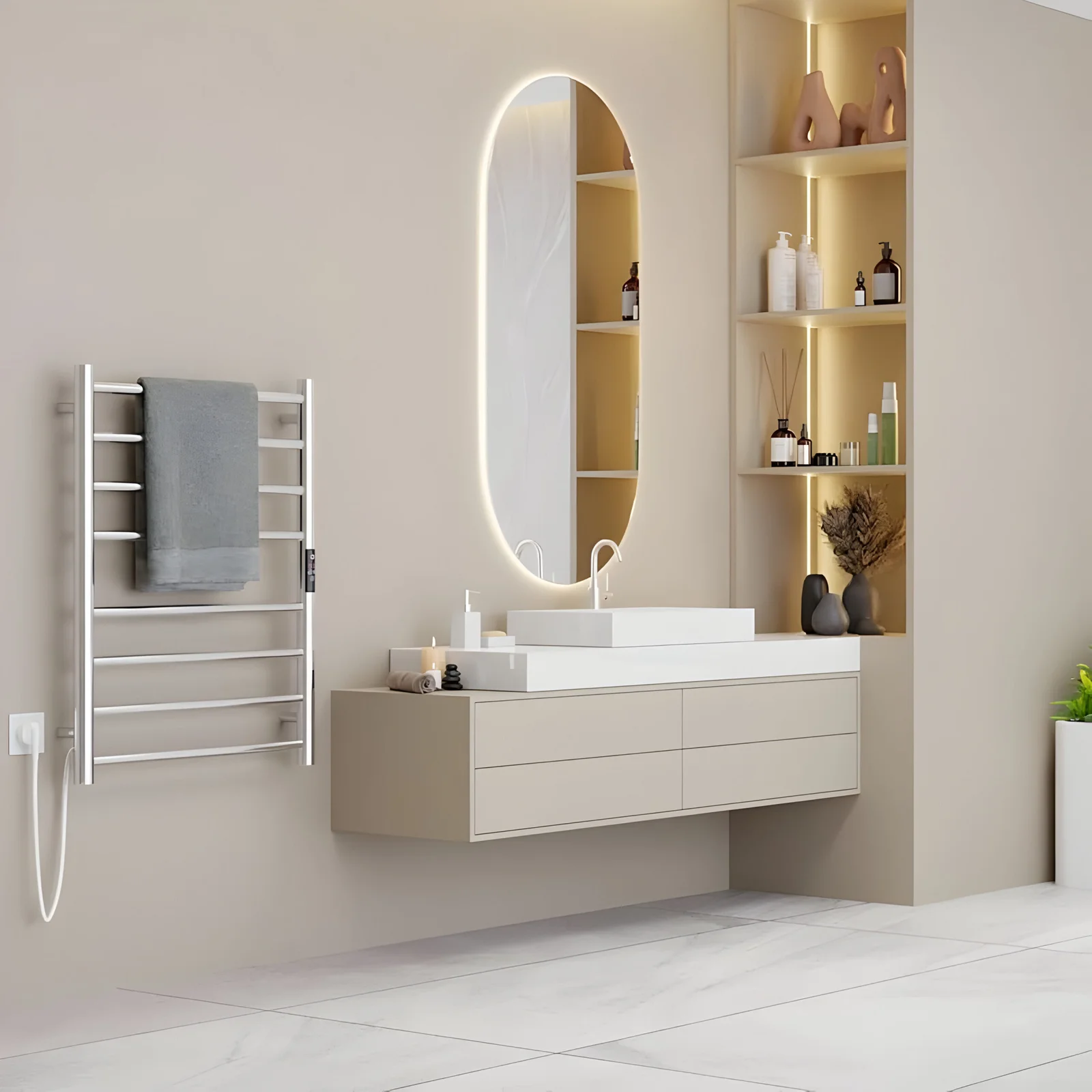 Electric Round Towel Warmer Wall Mounted(MTW-8050) thumbnail 2