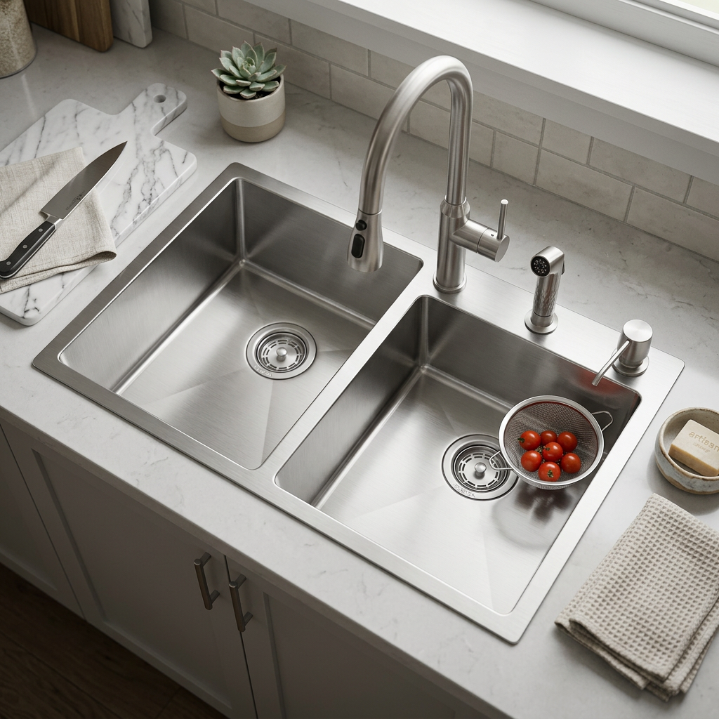 Stainless Steel Kitchen Sink (N02-808WA) thumbnail 7
